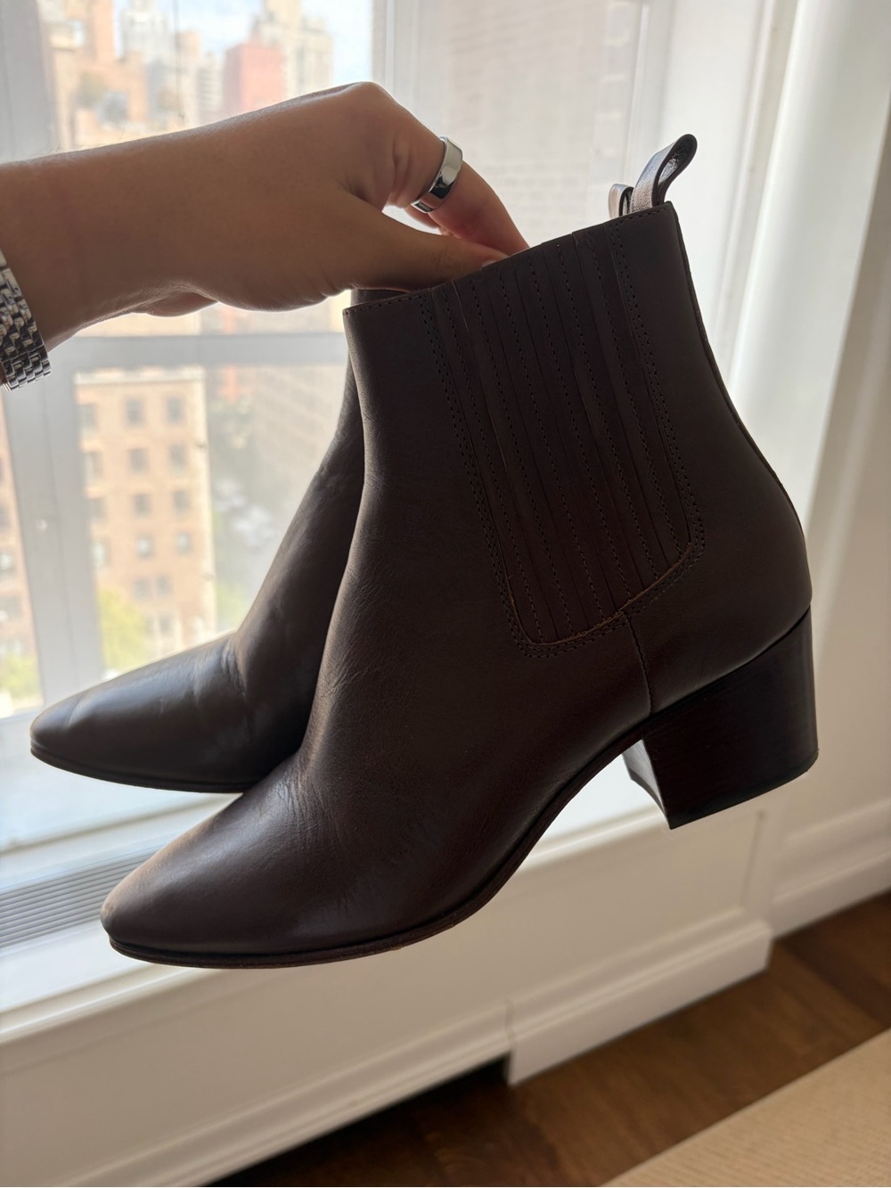 PAIGE Chocolate Brown Leather Chelsea Ankle Boots